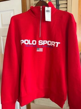 Ralph Lauren Polo Sport Red Quarter-Zip Sweatshirt